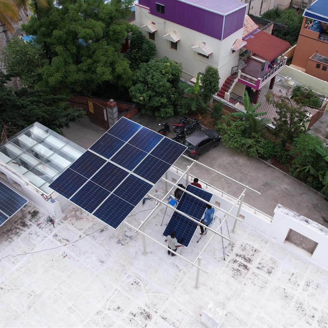 Solar panels being installed on a residential rooftop